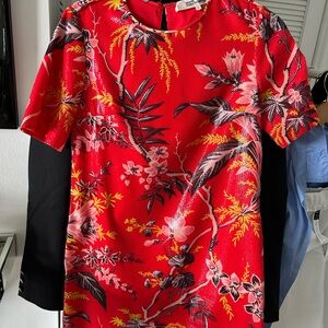 Diane Von Furstenberg Vibrant Red Floral Mini Dress